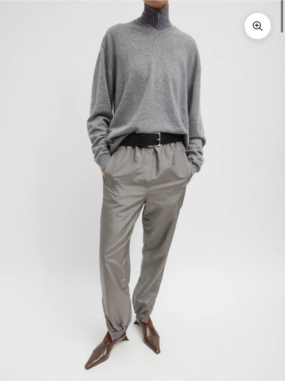 Tibi Crispy Nylon Kat Track Jogger - Small - Silver